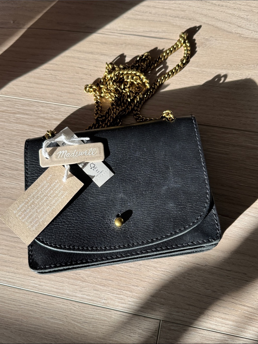 Madewell The Chain Crossbody Bag Black Genuine Leather